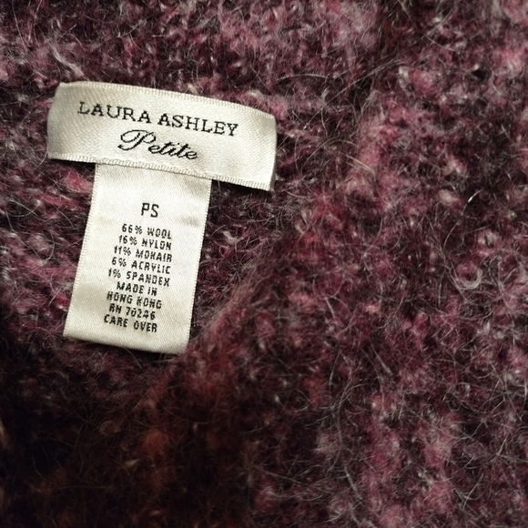 Laura Ashley Wool Open Long Sweater Petite Small Nubby Mohair Purple cardigan - Picture 2 of 3